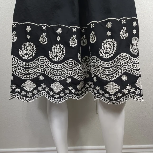 Jessica Howard Bohemian Black Embroidered Bodice Dress Size 8 - Picture 3 of 11